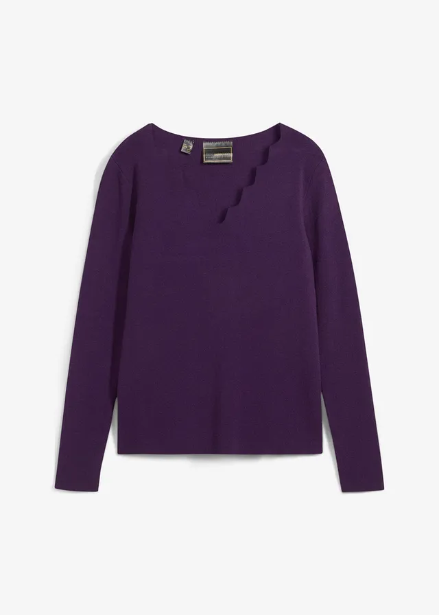 Pull en fine maille douce • violet foncé • Boutique bonprix