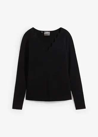 Cienki sweter z lejącej mieszanki wiskozy • czarny • sklep bonprix