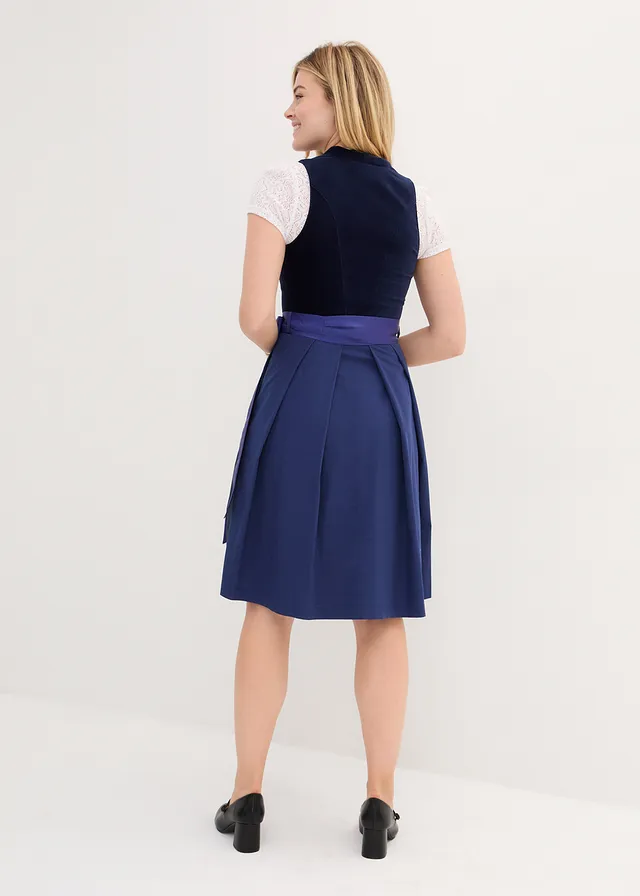 Dirndl avec corsage en velours et tablier en satin • bleu foncé/bleu nuit • product-page.page-title-suffix