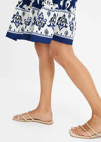 Robe-tunique imprimée en viscose fluide • bleu nuit-écru imprimé • Boutique bonprix