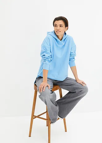 Oversized sweater, extra lang, Kleur: babyblauw