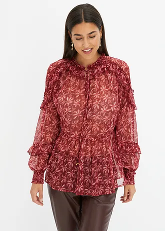 Chiffon blouse • robijnrood/rood gebloemd • bonprix online shop