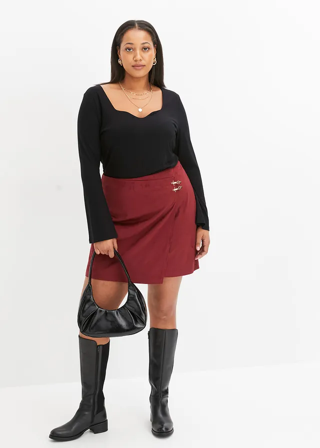 Jupe style portefeuille, Couleur: rouge rubis