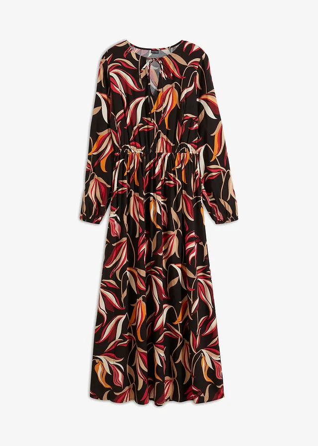 Dlouhé potištěné šaty • černá • bonprix obchod