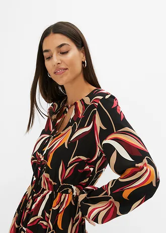 Dlouhé potištěné šaty • černá • bonprix obchod