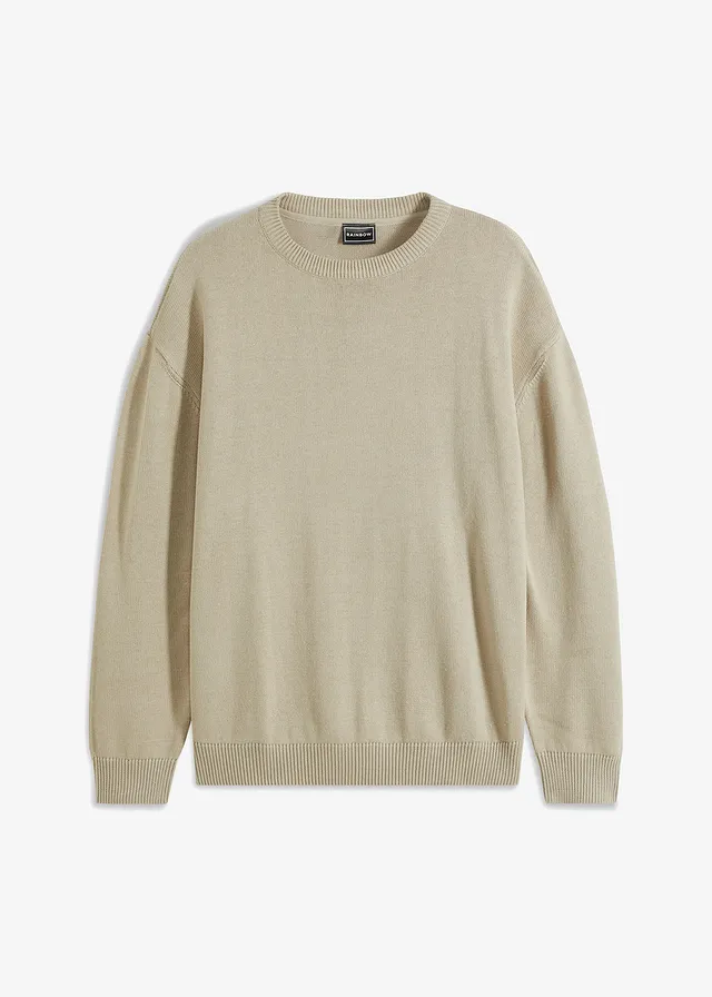 Pulover cu decolteu rotund cu bumbac, loose fit