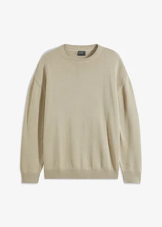 Svetr s kulatým výstřihem, z měkké bavlněné směsi, Loose Fit