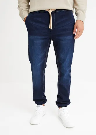 Regular fit jogging jeans met elastische tailleband, tapered • donkerblauw denim • bonprix online shop