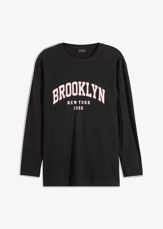 Triko s dlouhým rukávem,  z organické bavlny,  Loose Fit • černá • bonprix obchod