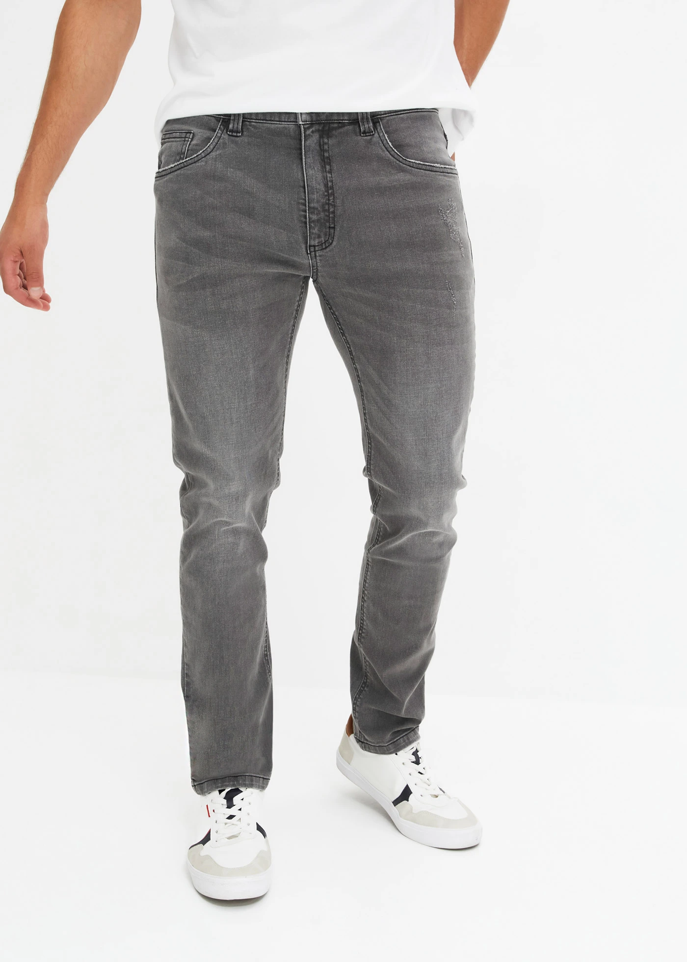 Strečové džíny Slim Fit, Straight • tmavě šedý denim used • bonprix obchod