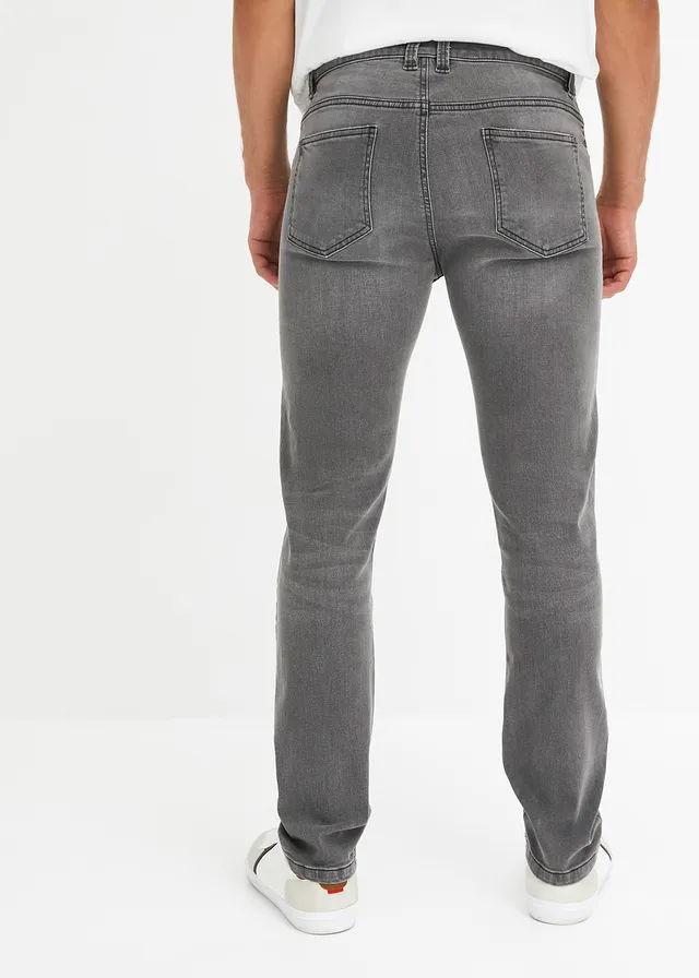 Jean extensible Slim, droit, Couleur: gris foncé denim used