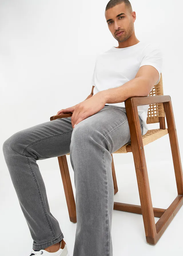 Slim fit stretch jeans, straight • donkergrijs denim used • product-page.page-title-suffix