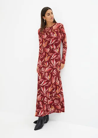 Robe en mesh, Couleur: rouge rubis-camel imprimé