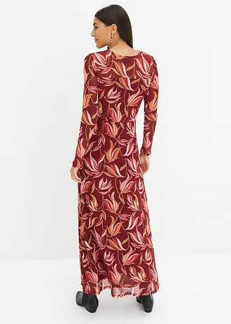 Robe en mesh, Couleur: rouge rubis-camel imprimé