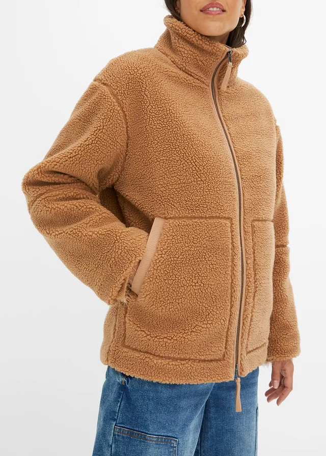 Gevoerde teddy fleece jas • camel • product-page.page-title-suffix
