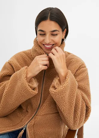 Bunda z medvídkového flísu, s podšívkou • velbloudí • bonprix obchod