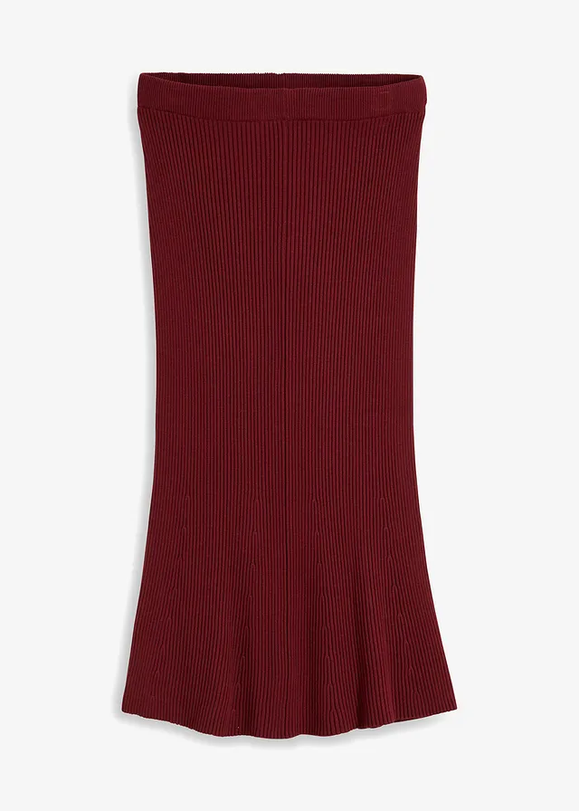 Žebrovaná pletená sukně z viskózové směsi • rubínově červená • bonprix obchod