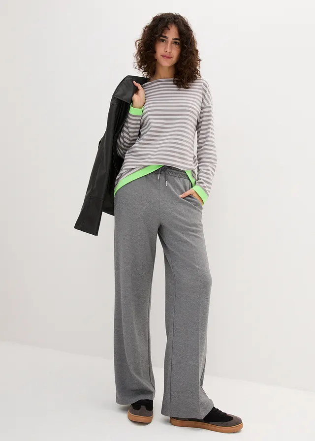 Bluză cu mâneci lungi, culoare: gri-argintiu   /gri dungat circular