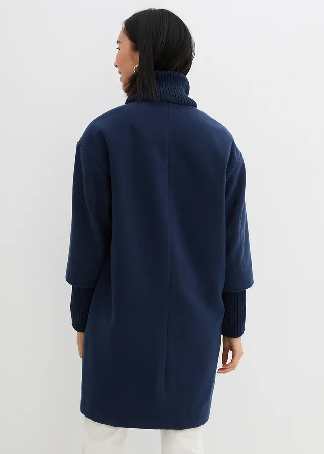Manteau court aspect laine • bleu foncé • product-page.page-title-suffix