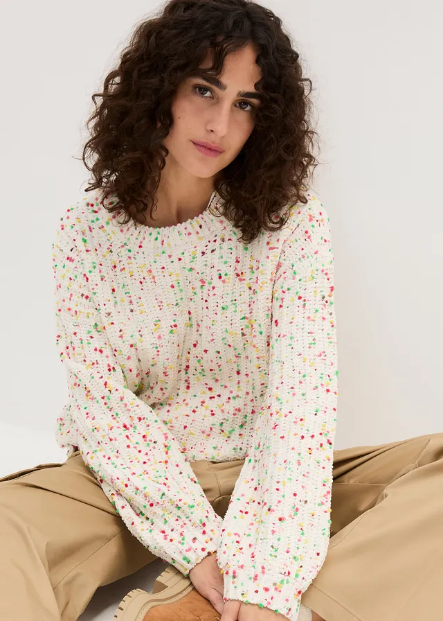 Pull oversize en grosse maille • écru pois • product-page.page-title-suffix