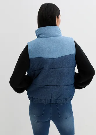 Džínová prošívaná vesta • modrý denim • bonprix obchod