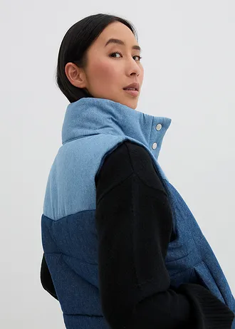 Džínová prošívaná vesta • modrý denim • bonprix obchod