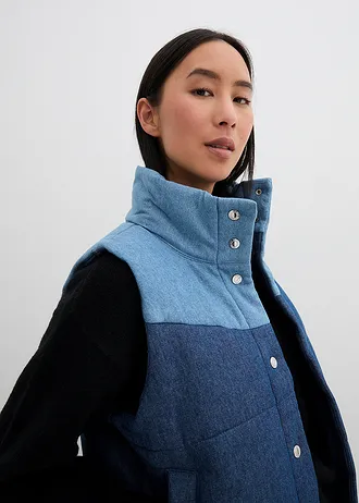 Džínová prošívaná vesta • modrý denim • bonprix obchod