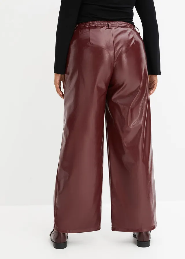Pantalon enduit, Couleur: rouge rubis