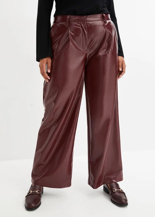 Pantalon enduit, Couleur: rouge rubis