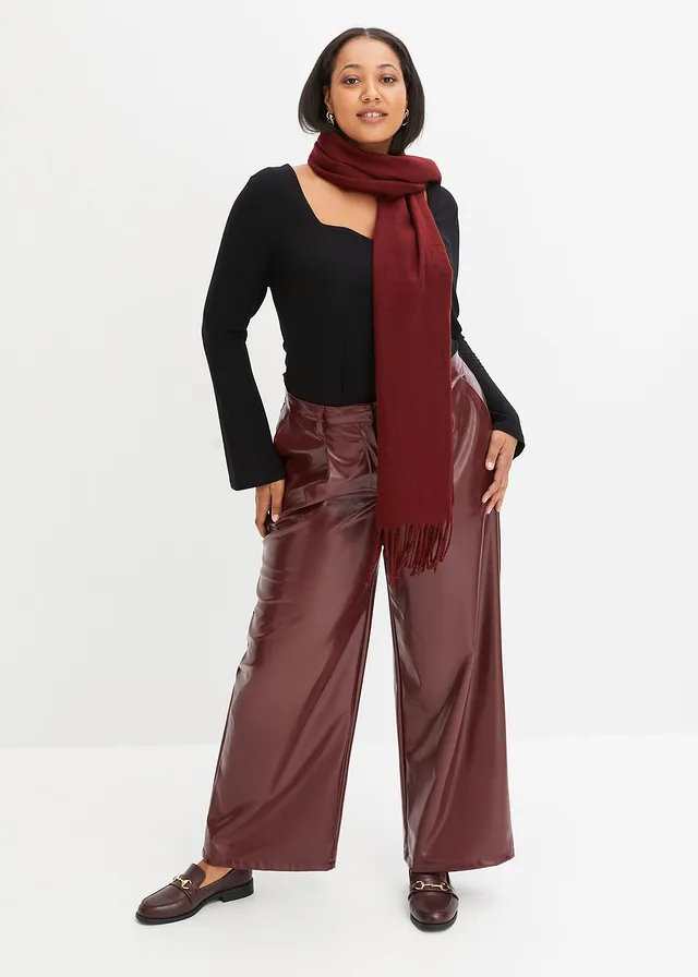 Pantalon enduit, Couleur: rouge rubis