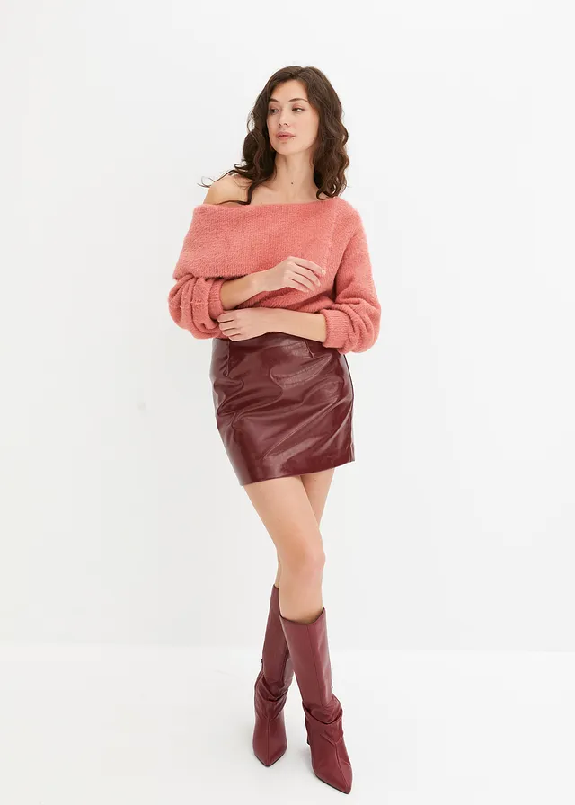 Pull à encolure Bardot asymétrique • rhubarbe • product-page.page-title-suffix