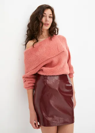 Pulover asimetric pe un umăr • roz-rabarbăr • magazin bonprix