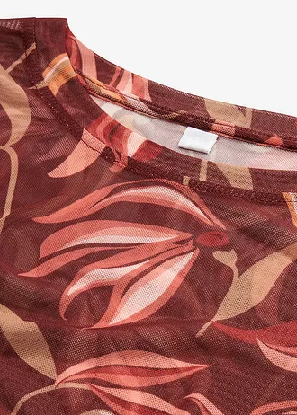 Longsleeve van mesh • robijnrood gebloemd • bonprix online shop