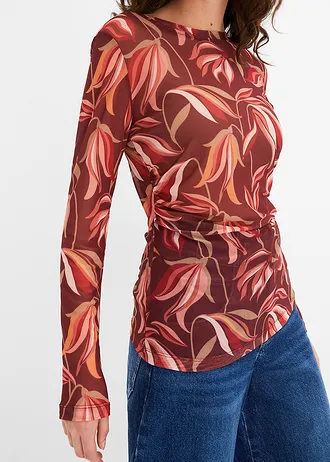 Longsleeve van mesh • robijnrood gebloemd • bonprix online shop