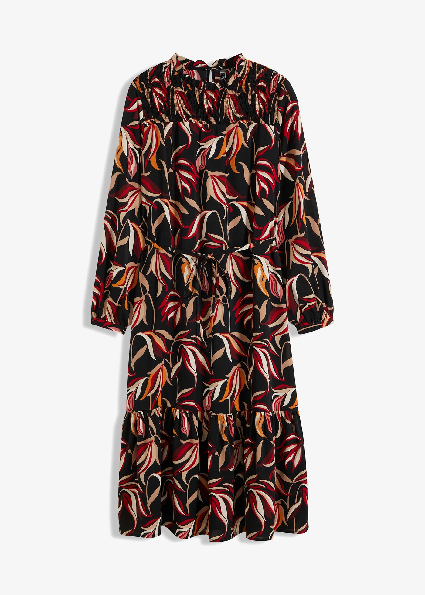 Midi ruha • fekete virágos • bonprix áruház