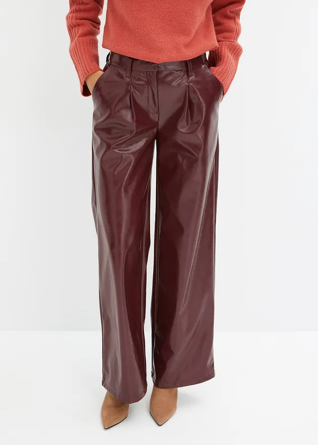 Pantalon enduit, Couleur: rouge rubis