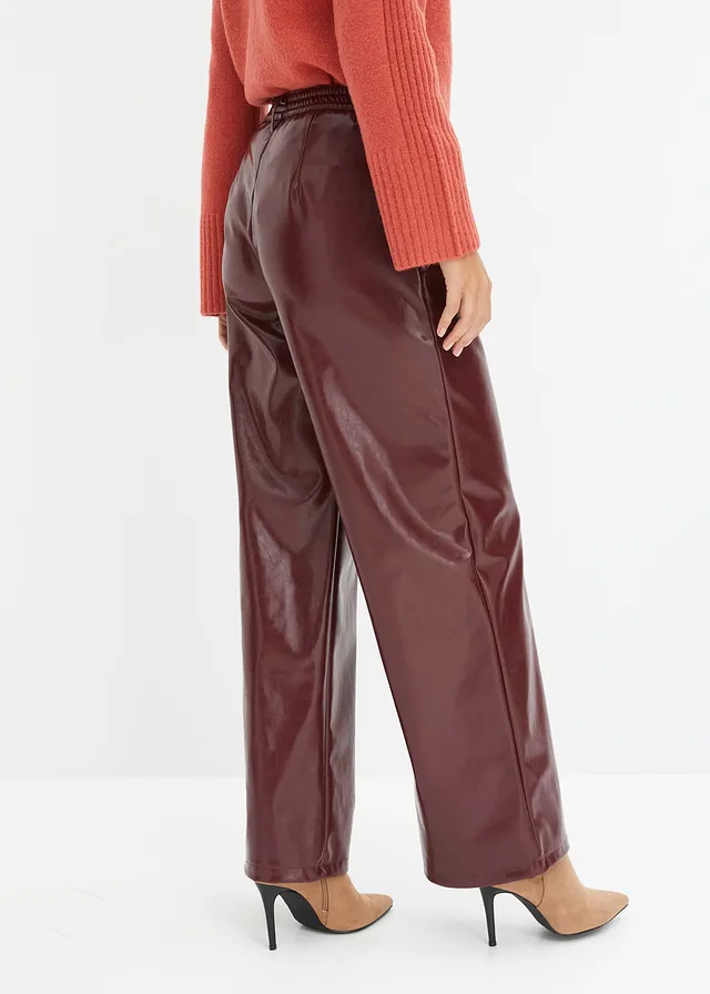 Pantalon enduit, Couleur: rouge rubis