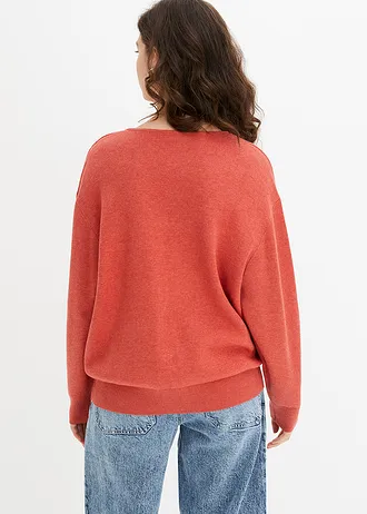 Oversized pletený kabátek • rebarborová melír • bonprix obchod