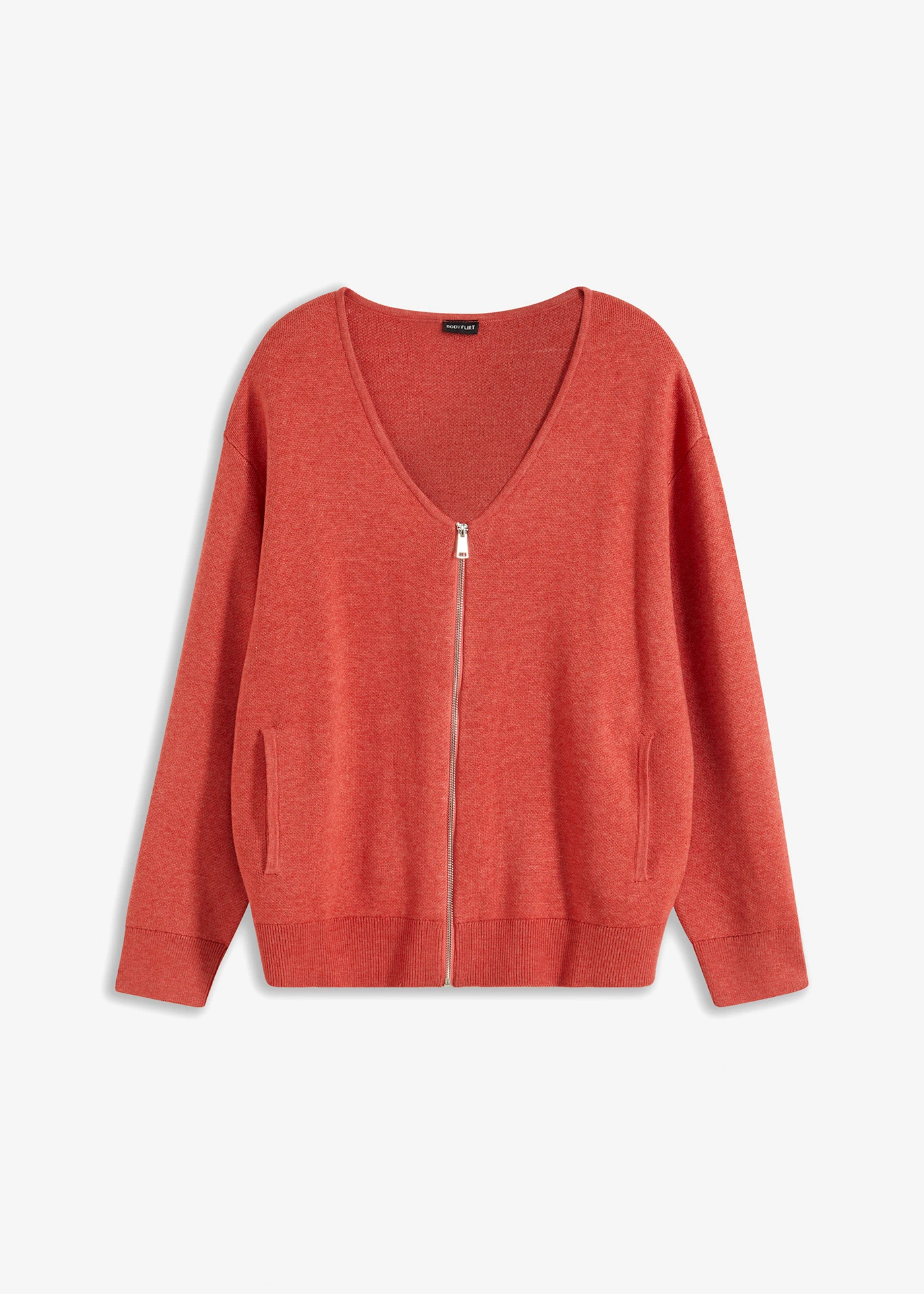 Oversized pletený kabátek • rebarborová melír • bonprix obchod