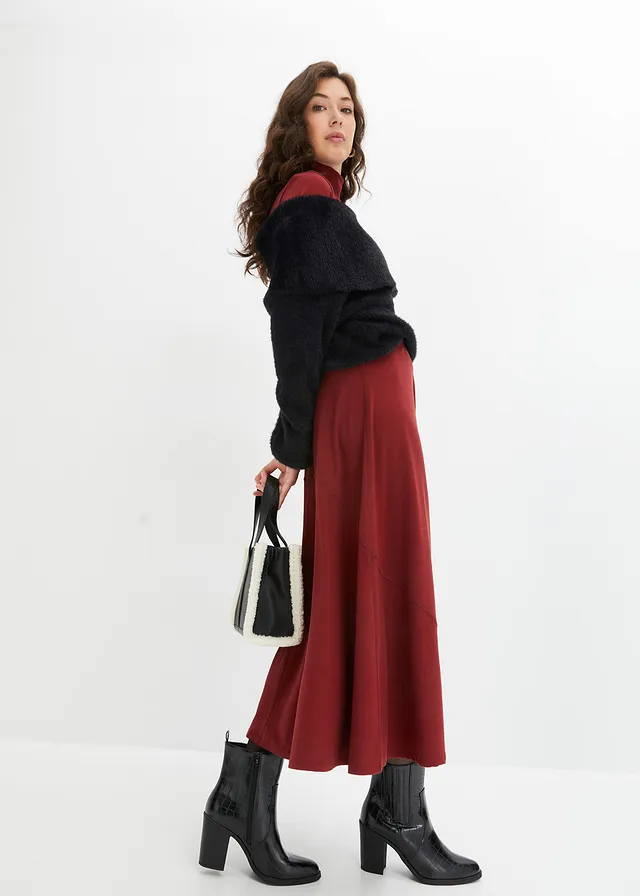 Wijd uitlopende jersey rok • robijnrood • product-page.page-title-suffix