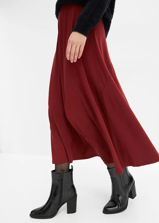 Wijd uitlopende jersey rok • robijnrood • product-page.page-title-suffix