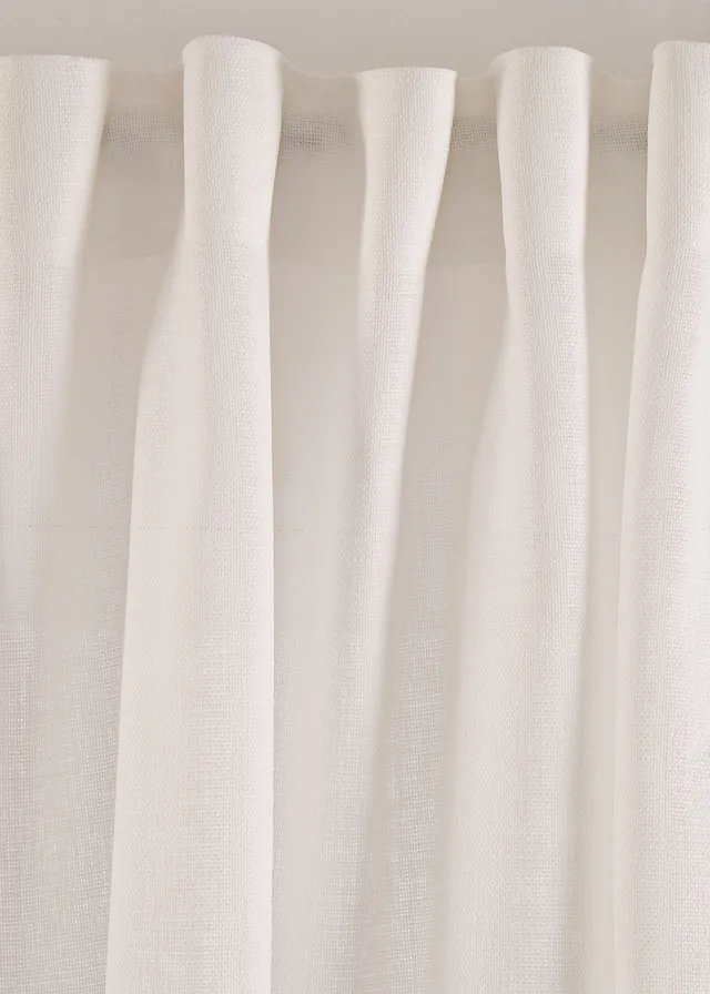 Rideau texturé avec un imprimé floral (1 pce), Couleur: blanc-vert
