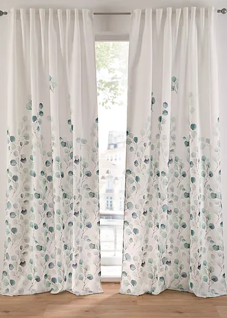 Strukturovaný závěs s květinovým potiskem (1 ks v balení) • bílo-zelená • bonprix obchod