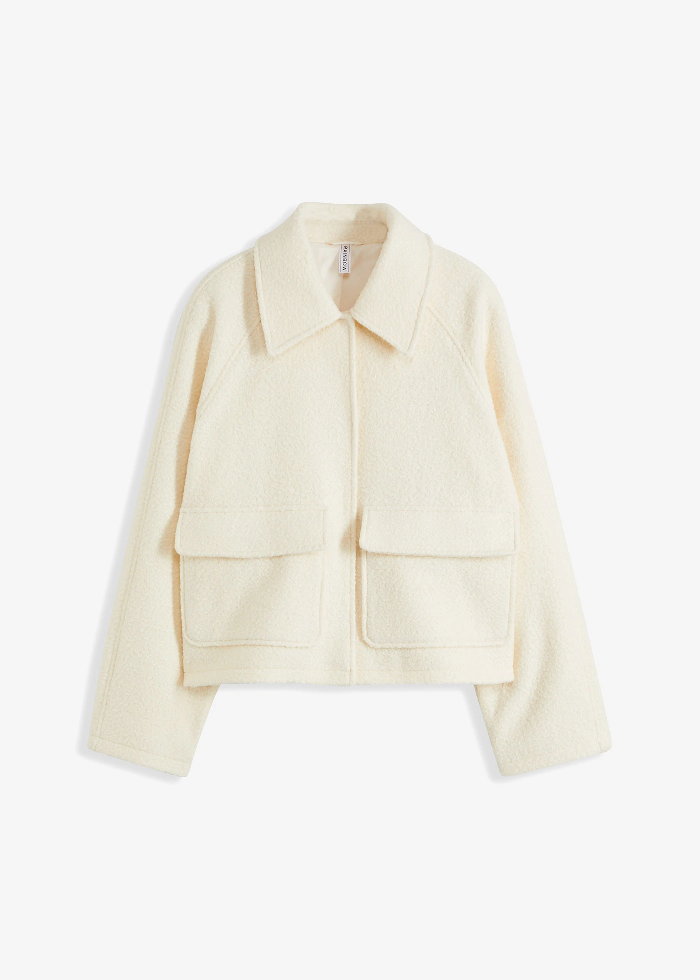 Bunda na přechodné období z buklé s medvídkovým flísem • slonovinová • bonprix obchod