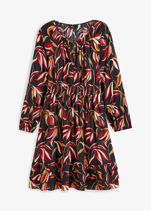 Rochie vîscoză cu talie elasticăși lungime în jurul genunchiului