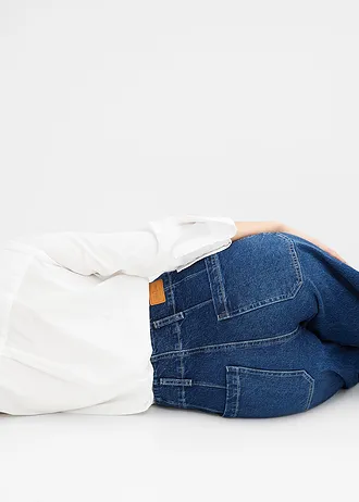 Jean large taille haute • denim bleu foncé used • Boutique bonprix