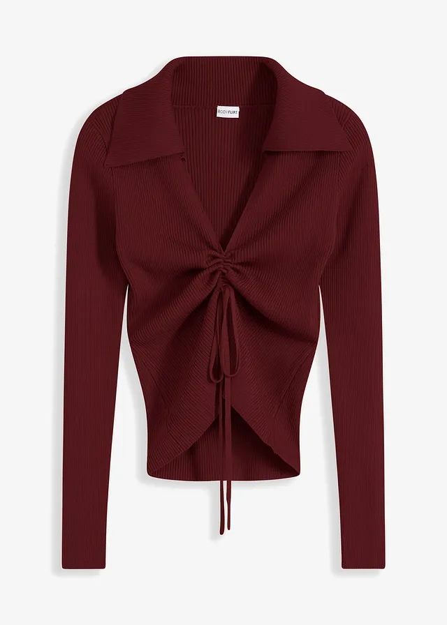 Pulover ripsat cu bentițe de drapare