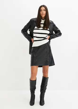 Pull oversize, Couleur: crème-noir rayures horizontales