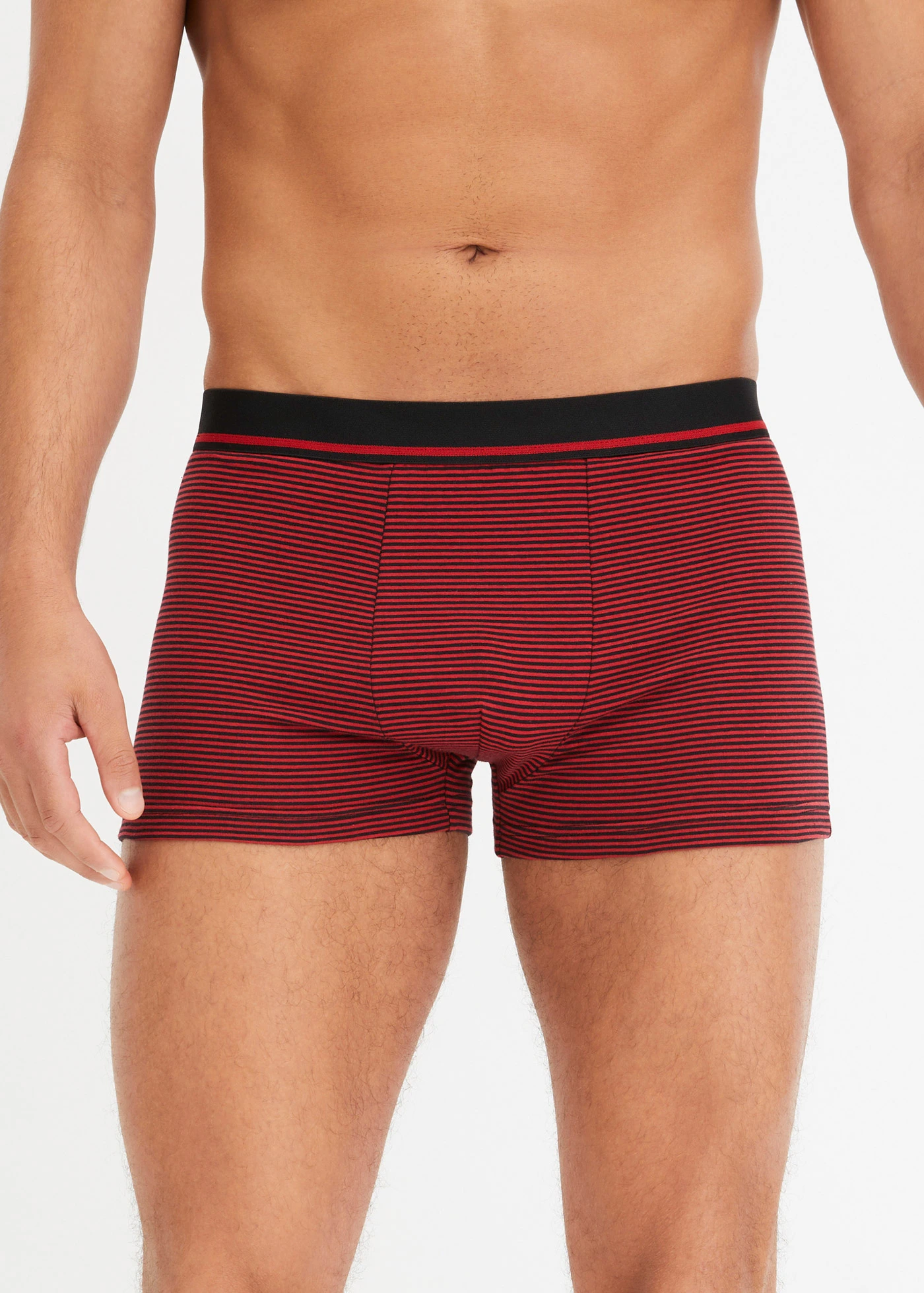 Boxerky s organickou bavlnou (3 ks v balení) • černo-tmavě červená s proužky + černá • bonprix obchod