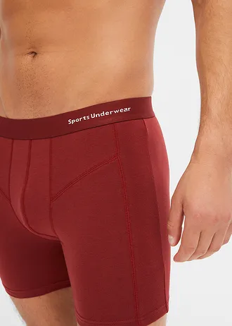 Chilot boxer mulat, semilung, cu bumbac organic (set/3 buc.) • roşu castaniu+negru+marin profund • magazin bonprix